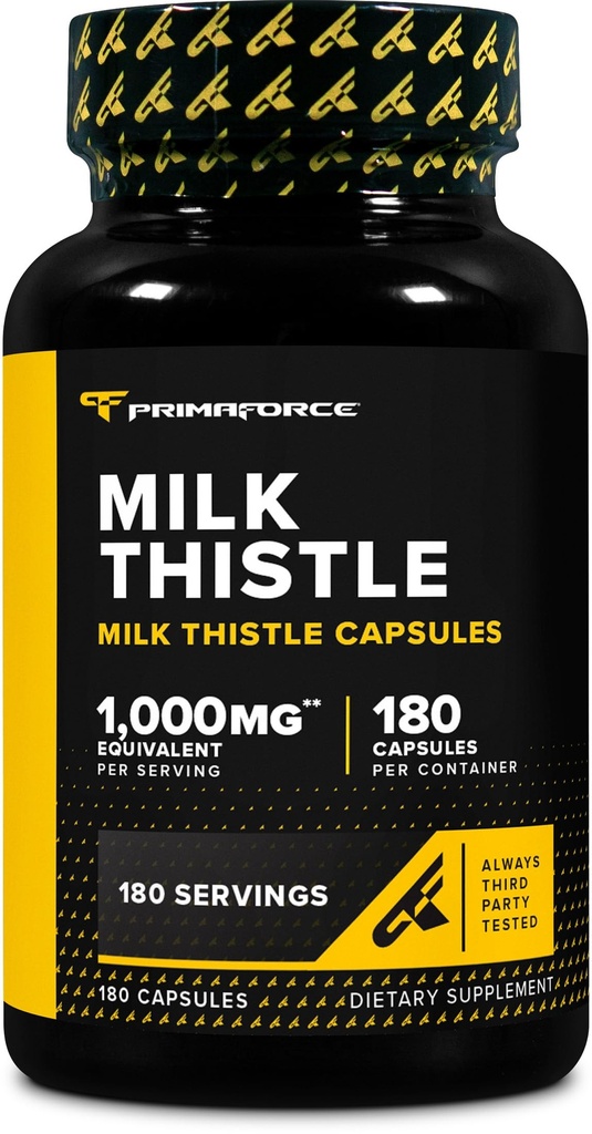 חלב פרימנטל Thistle 180 קפסולות 1000mg Equivalent - Gluten Free, non-GMO Dietary תוסף, מ-250 מ"ג של 4:1 לחלץ