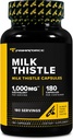 חלב פרימנטל Thistle 180 קפסולות 1000mg Equivalent - Gluten Free, non-GMO Dietary תוסף, מ-250 מ"ג של 4:1 לחלץ