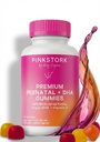 Pink Stork Premium Prenatal Gummy ויטמינים עם DHA, Folate, ווויטמין D - Multivitamin ו- Foodsent Bel for Neural Tube ו- Fetal Brain Development - הריון חייב להיות - 60 חניכיים טבעוניות