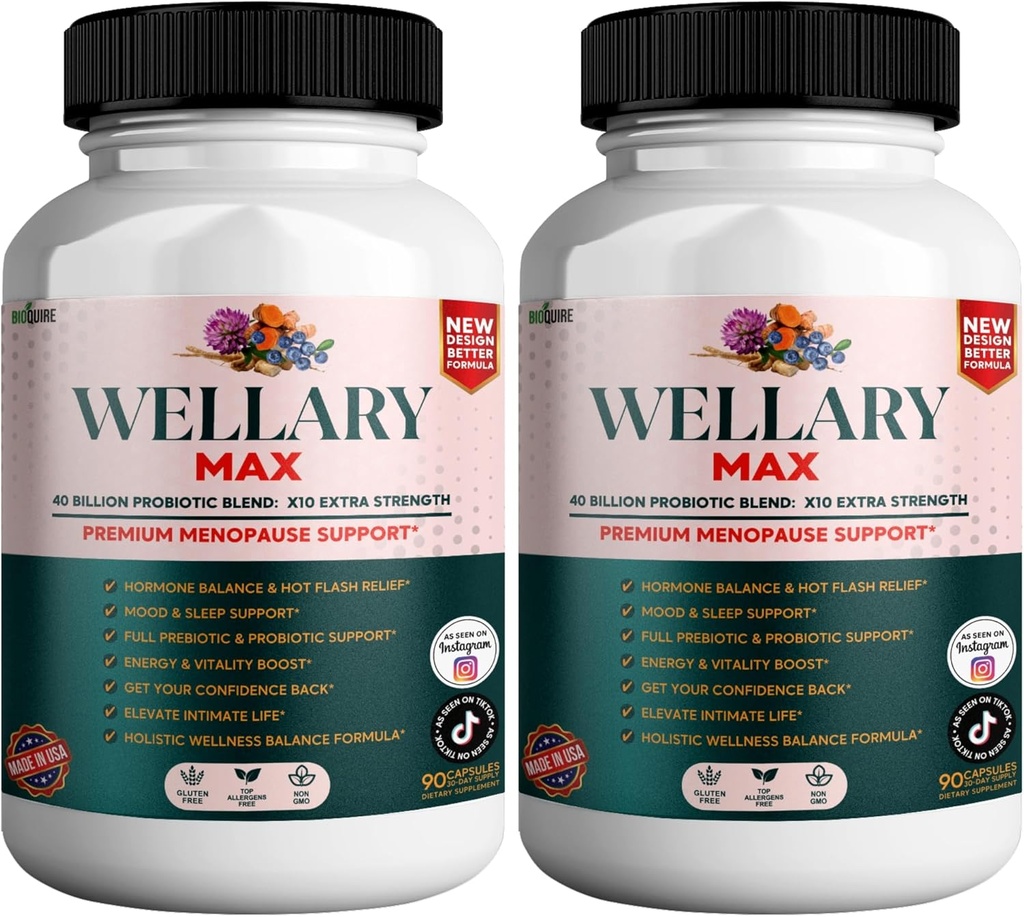 Wellary Max Menopause תוסף תמיכה, 40 מיליארד CFU Probiotic, 90 קפסולות (2)