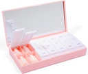 X POLISH Designer Weekly Box מארגנת (AM/PM 2X Daily, Blush Pink) | קומפקטי, Stylish 7-Day ויטמין Case | Sweet Portable Mini Travel Medicine Carrier