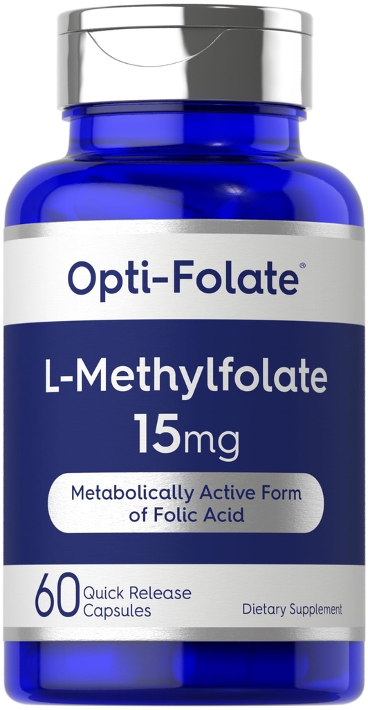 קרליל L Methylfolate 15 מ"ג | 60 קפסולות | Max Potency | אופטימיזציה ומופעל | Non-GMO, Gluten Free | Methyl Folate, 5MTHF | מאת Opti-Folate