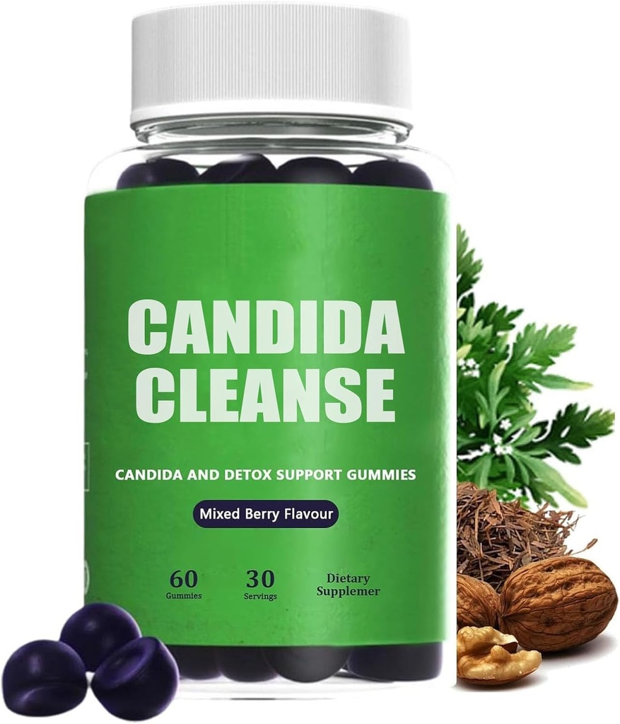 Candida ניקויse, Candida ו Detox תומכים חניכיים, 10in-1 מתקדם פורמולה עם Black Walnut, PAU D'Arco & Wormwood, non-GMO 60 מ"מ