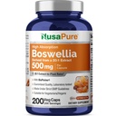 NusaPure Boswellia Serrata 10,000 מ"ג Per Veggie Caps 200 Count (Ext. 20:1, non-GMO, טבעוני, Bioperine) Ayurvedic Herb: Indian Olibanum, Frankincense