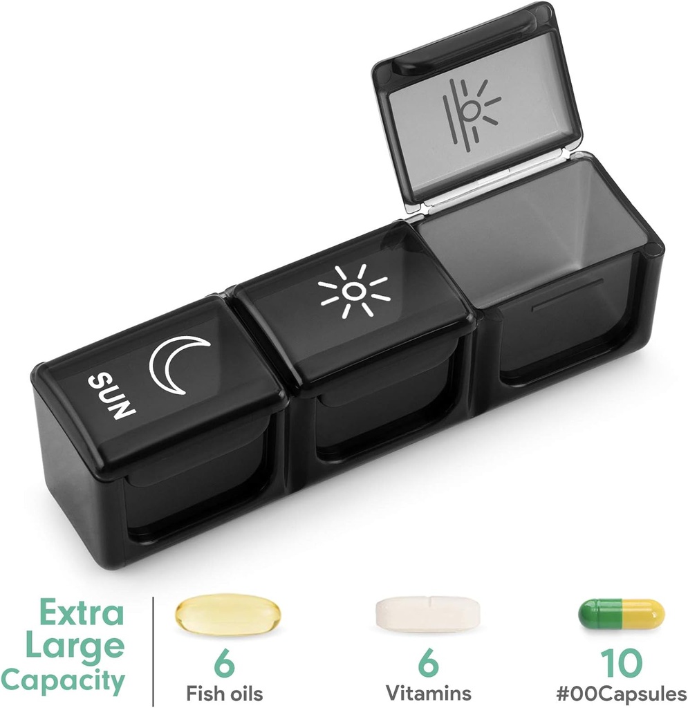 BUG HULL Weekly Pill מארגנת 3X ביום, Daily 7 Day Pill Box 3 פעמים ביום, Travel Medicine PillPSKer Pill Container עבור ויטמינים, תוספים