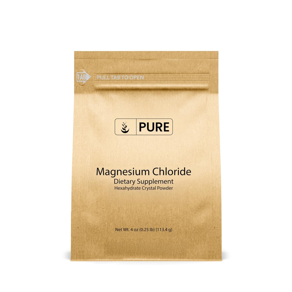 תכונות מקוריות טהורות Magnesium Chloride (4oz) תוסף אוראלי, אבקת קריסטל, תוספת מגנזיום, מזון כיתה