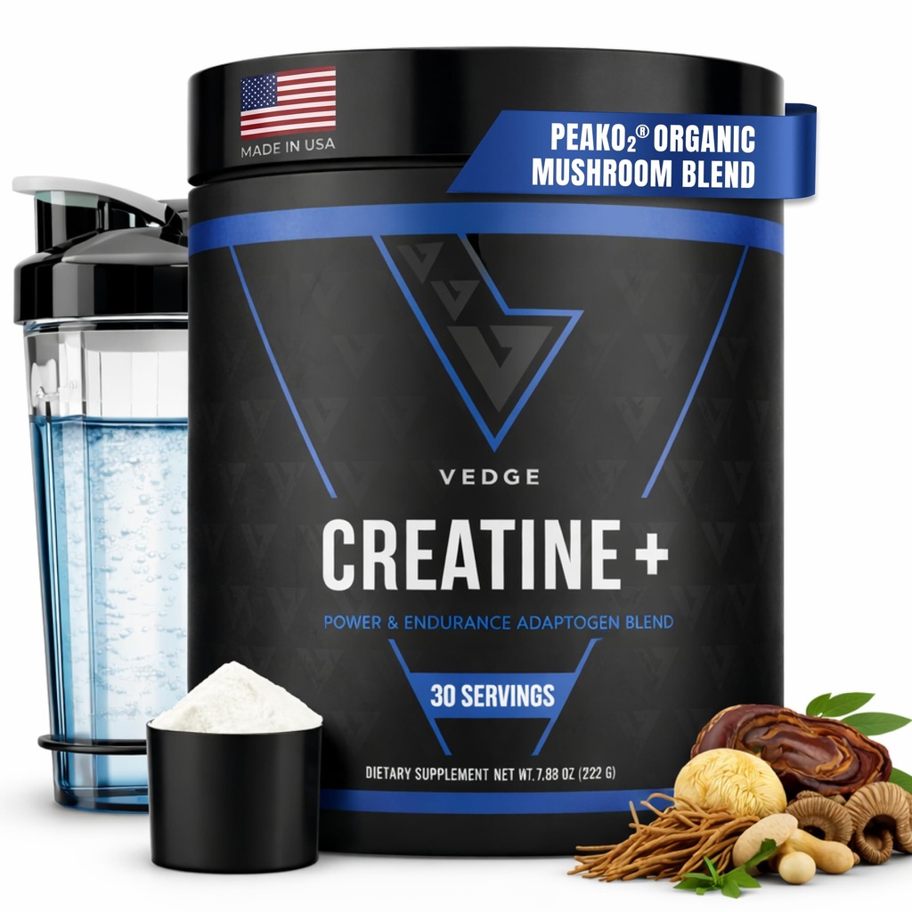 VEDGE Nutrition Creatine + | צמחייה המבוססת על צמחייה אבקת Monoatine Monohydrate | אנרגיה, ביצועים ותפקוד | Ergogenic Aids for Athletes | Unflavored, 30 משרתים