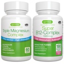 משולש Magnesium Complex + Super B12-Complex Energy Bundle, High Absorption Chelated Glycinate, Turate & Citrate Magnesium + High Absorption Sublingual B12, טבעוני על ידי Igennusssss.