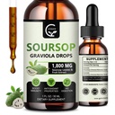 (2 Pack) Soursop Graviola נוזל טיפות 1800 מ"ג, 98% Absorption Soursop Bitters נוזל עבור תמיכה תאים והתחדשות, Immune Boost, להירגע, Liver ושינה, Herbal Goodness, Gluten Free, 1 Fl Oz Oz