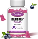 Lutein Gummmies עין בריאות תוספת למבוגרים, Lutein & Zeaxanthin תוספי ויטמינים עיניים, Bilberry עם Lutein לקידום עין & חזון - 60 מסטיקנים