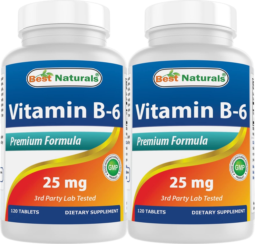 Best Naturals ויטמין B6 25 מ"ג, 120 טבליות (120 Count)
