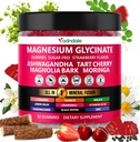 Adndale 90ct 15in-1 Magnesium Glycinate חניכיים 400 מ"ג /serv- עם Magnesium Malate, Ashwagandha, Tart Cherry, Magnolia Bark, לימון Balm, Passionflower, Chamomile, L-theanine, Zinc, K2 & D3