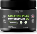 VINATURA Creatine Monohydrate Pills 5g - טבליות קריאטין, כדורי קריאטין לגברים, נשים, creatina en capsulas *USA Made & Tested * לא משועבד, אבקת מונוליטית קריאטין, 150 טבליות 30 משרתים