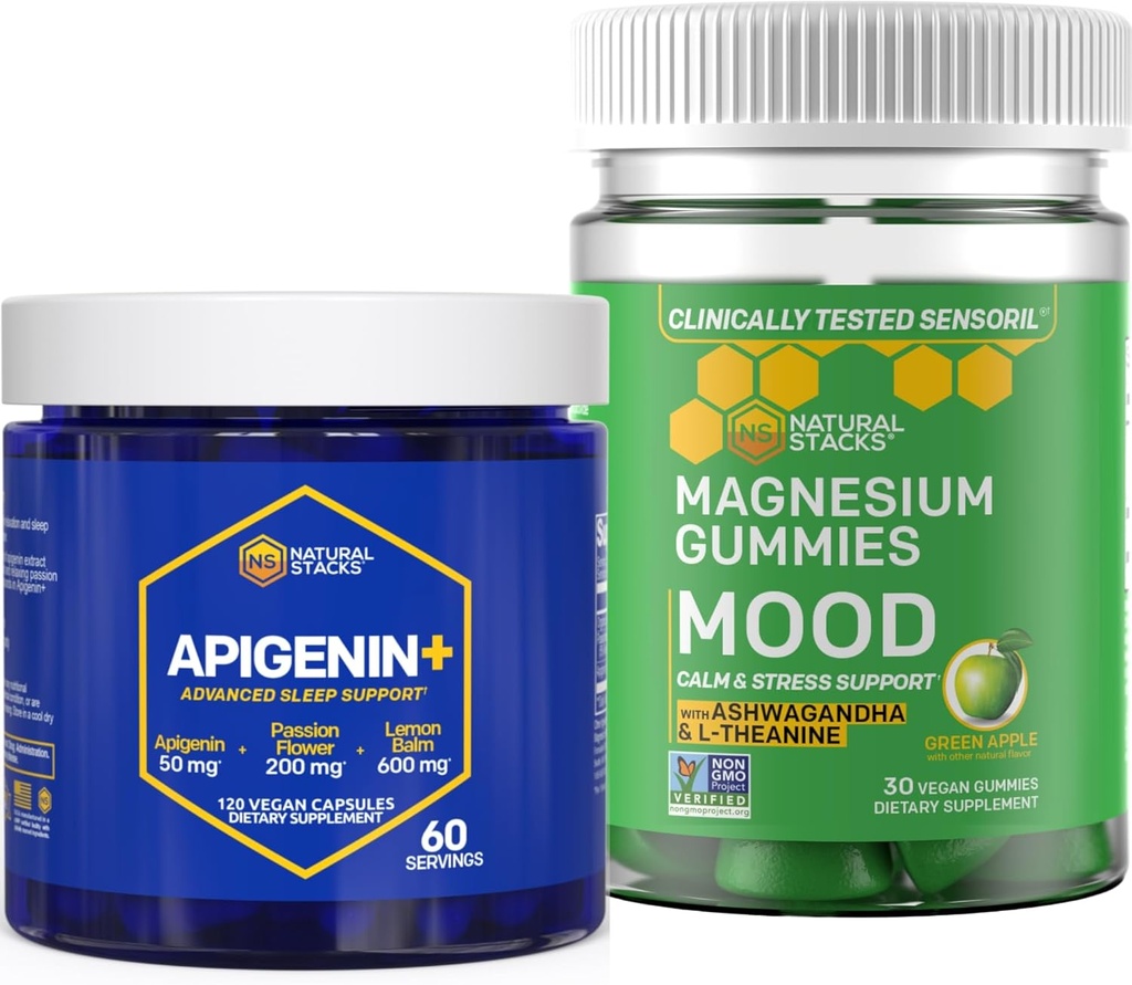 Natural Stacks Apigenin + Mood Magnesium Gummies Bundle - Sleep Quality & Stress Support