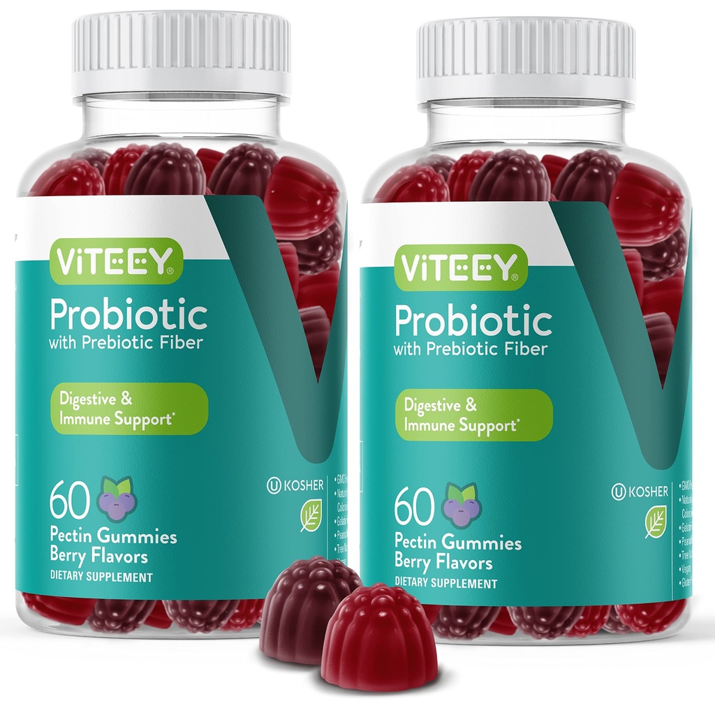 VITEEY Probiotics with Prebiotics - Gut Health Supplements for Digestive Health - 2 מיליארד CFUs - טבעוני, Gluten-Free - 120 Count