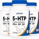 מזון מזינים 5-HTP 100 מ"ג, 240 קפסולות צמחוניות (5-Hydroxytryptophan) - Non-GMO & Gluten חינם (3 בקבוקים)