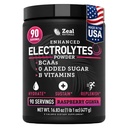 Zeal Naturals Electrolyte אבקת Recovery לשתות (90 מנות | Raspberry Guava) w 0 Sugar +BCAAs +B-Vitamins Electrolyte תוסף w Potassium Zinc & Magnesium עבור הידרה - Keto Electrolytes