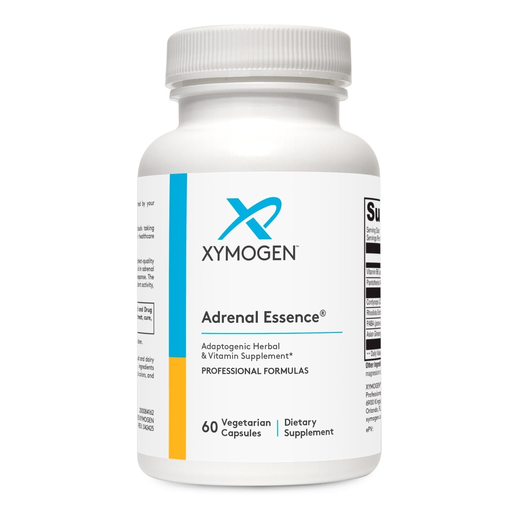 XYMOgen Adrenal Essence - תמיכה אדנית עם צמחי מרפא (Cordyceps, Rhodiola Extract, גינזנג) + B ויטמינים - מסייע לתמוך רמות אנרגיה בריאות ותפקוד חיסוני בריא (60 קפסולות)