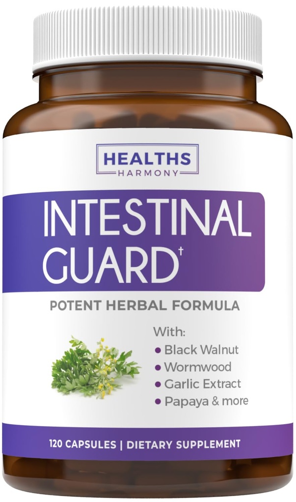 משמר בלתי חוקי (Non-GMO) לשמור על Intestinal Health - פורמולה טבעית פוטנט עם Wormwood, Black Walnut, Goldenseal, Pau D'Arco, Clove, Garlic, More - All In One תוסף -120 קפסולות (No Pills)