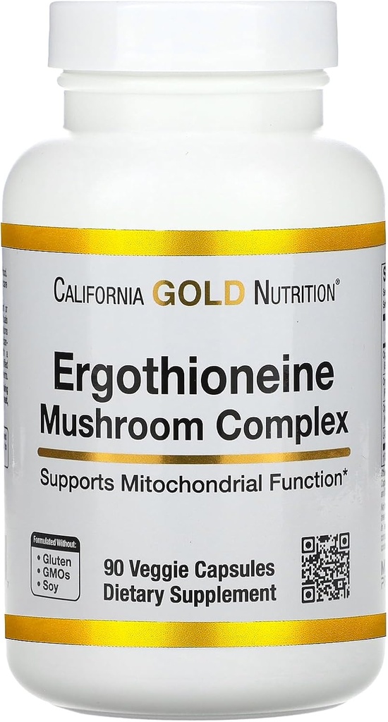 California Gold Nutrition Ergothioneine Mushroom Complex with Organic Maitake, אורגני Oyster, שואבי האריה אורגני Mane Mushroom ו L-Ergothioneine, 90 קפסולות Veggie