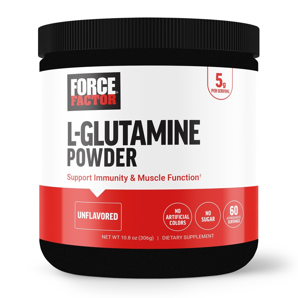 עבור אבקת FACTOR L-Glutamine עבור Post Workout Recovery, שריר התאוששות, תפקוד שרירים בריא, ו Immunity, 5000mg/5g Glutamine תוסף, טבעוני, non-GMO, 60 משרתים