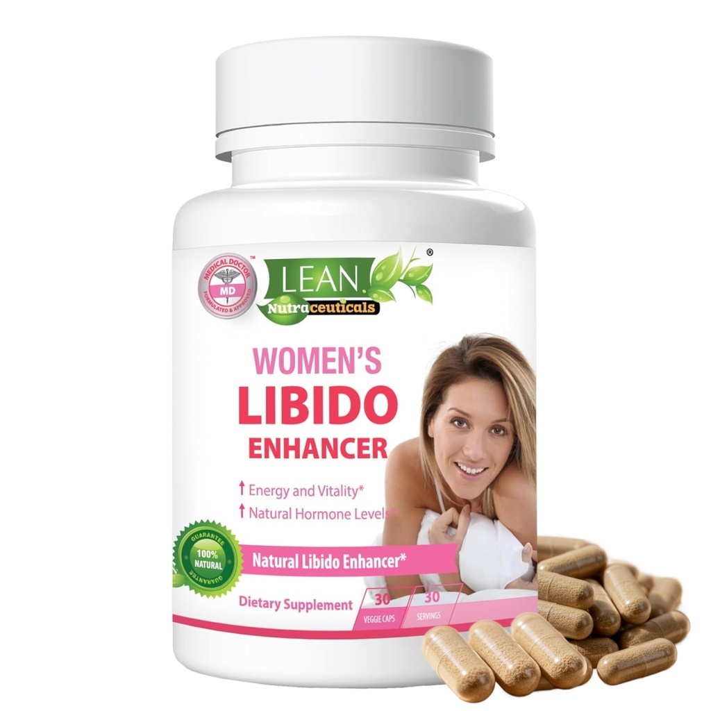 Lean Nutra Libido Booster לנשים עם Maca Root, Hory Goat Weed, Tongkat Ali, Fenugreek - Natural Menopause & PMS תמיכה, הורמון ואנרגיה תוספת - 30 קפסולות טבעוניות