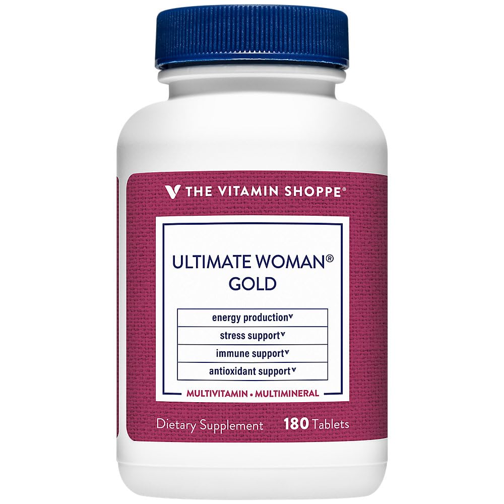 ויטמין Shoppe Ultimate Woman Gold Multivitamin - עם ברזל, ויטמין B & ויטמין D3 ועוד כדי לתמוך בייצור אנרגיה, עצם & Immune בריאות - Gluten Free Multi-Mineral (180 טבליות)