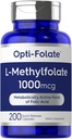קרליל L Methylfolate 1000mcg | 200 קפסולות | גודל ערך | אופטימיזציה והפעלה | Non-GMO, Gluten Free | Methyl Folate, 5-MTHF | מאת Opti-Folateate
