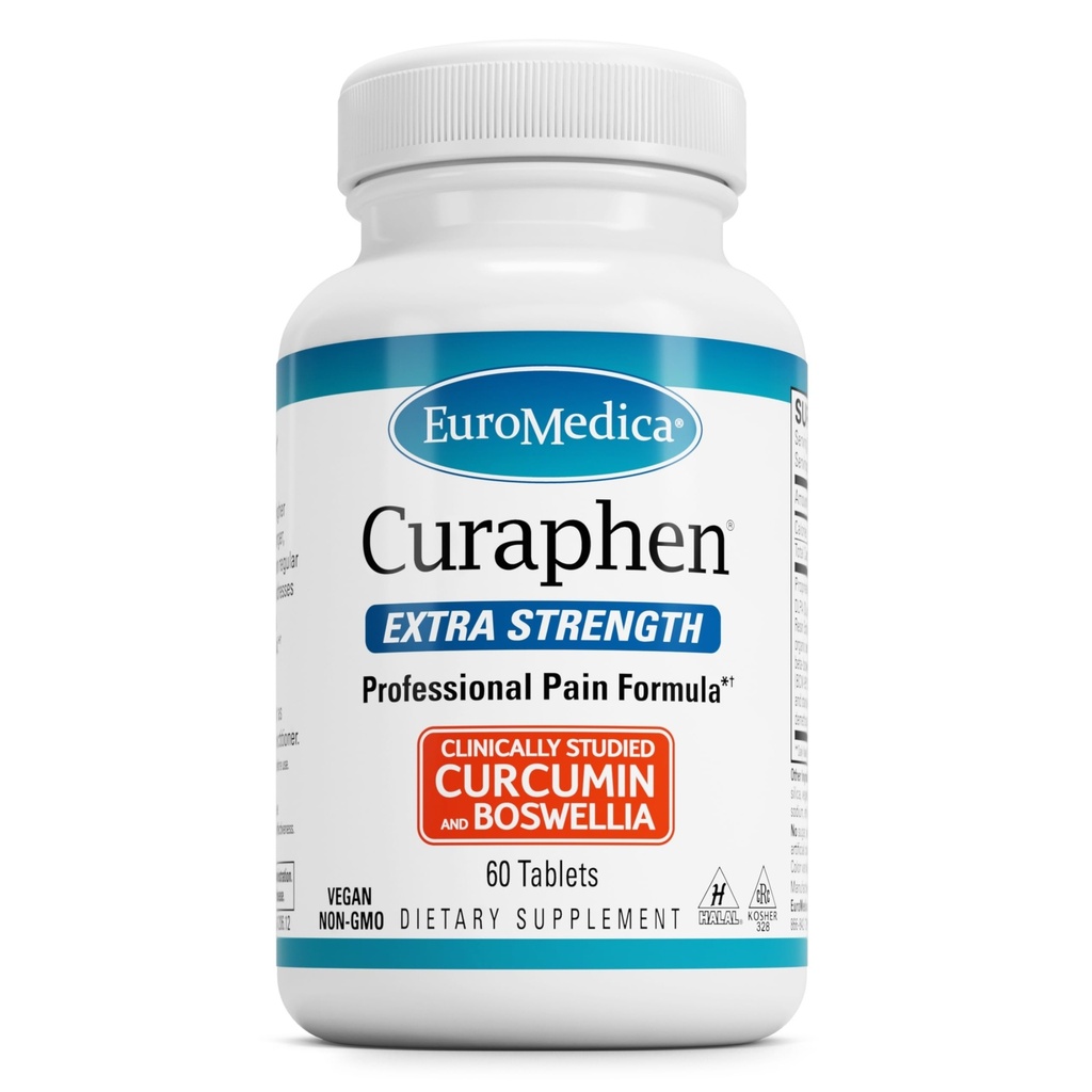 EuroMedica Curaphen תוספת כוח - Curcumin & Boswellia תוספת לתמיכה ב Circulation בריא - תוספת Turmeric לתמיכה מפרקים, בריאות שרירים & Endorphin הפקה - 60 טבליות