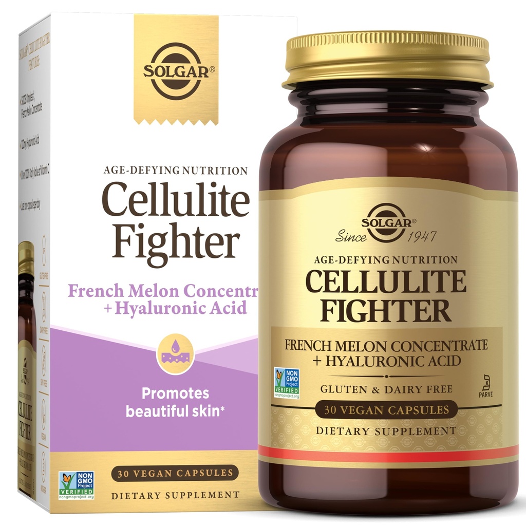 Solgar cellulite Fighter Skin ויטמין ומינרל תוסף, תמיכה Smooth Skin עם צרפתית Melon Concentrate, Hyaluronic Acid ותוסף ויטמין C, Age-Deing Nutrition for Women, 30 משרתים