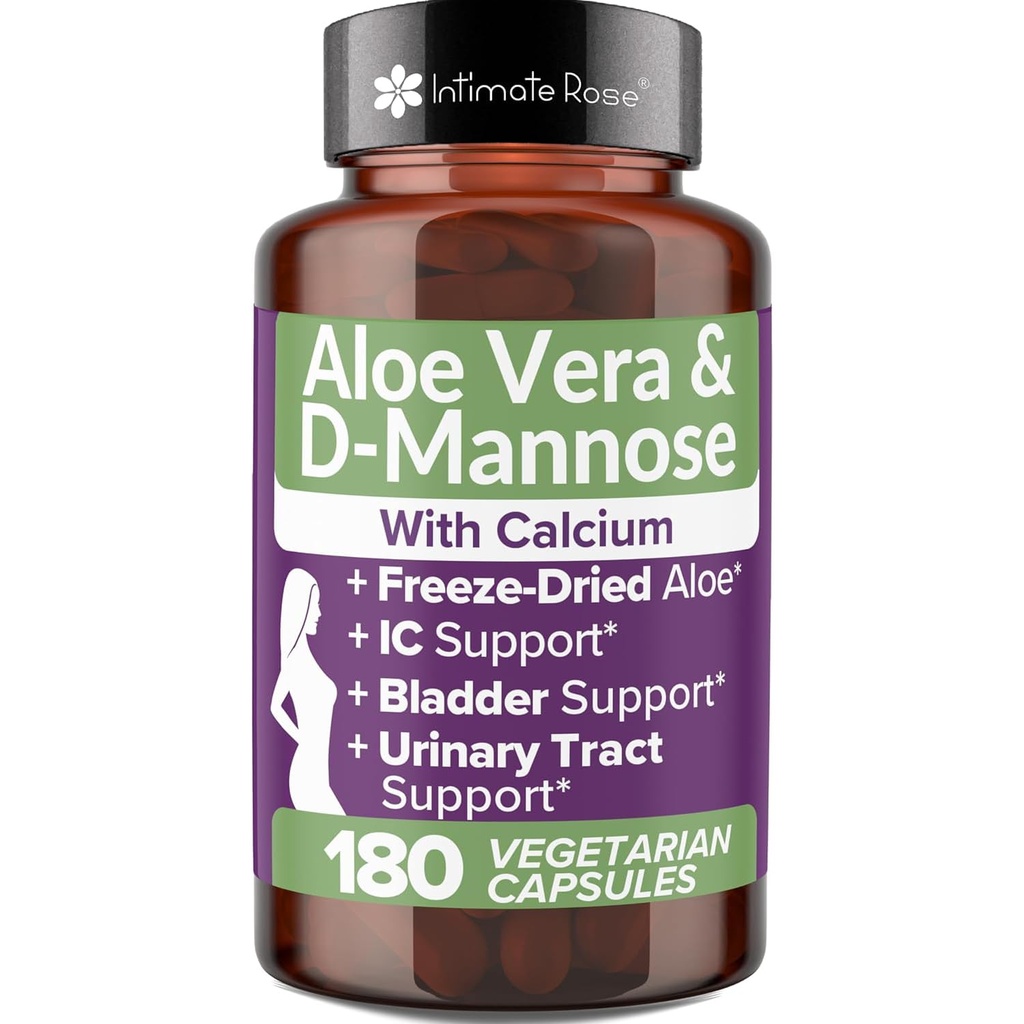 רוז Aloe Vera כמוסות - תוספי IC - 200x ריכוז טהור Aloe Vera + D-Mannose + Calcium - Easy to Swallow Aloe Pills