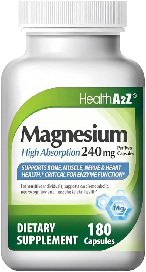 רמה גבוהה של 100% Chelated Magnesium | תמיכה העצם* | שריר* | Nerve & Heart Health* | 240 מ"ג -180 קפסולות