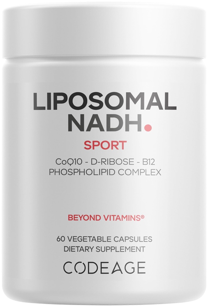המונחים: Liposomal NADH+ תוסף - NADH, ויטמין B12, D-Ribose כמו Bio Energy Ribose, CoQ10-2-Month אספקה - Liposomal Delivery - β-Nicotinamide Adenine Dinucleotide Pills - Non-GMO - 60 קפסולות