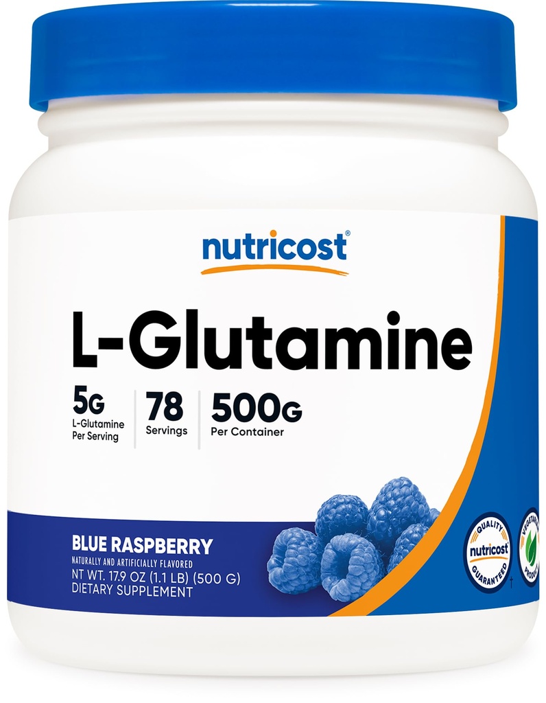 אבקת מזון L-Glutamine (500 גרמים) (כחול פטל)
