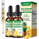 2 Pack Selenium נוזל טיפות, 200mcg נוזל סלניום תוספת עם ויטמין C & Zinc, תמיכה במערכת החיסון, אנטיoxidant & Heart Health, High Absorption, Pineapple Flavor