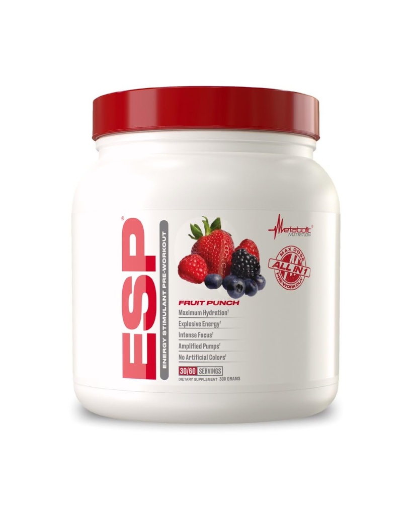תזונה מטבולית, ESP, אנרגיה ו אנדורנס Stimulating Pre Workout, Pre Intra Workout, אנרגיה גבוהה להתמקד נפש, גירוי תוספת עבודה, פירות, 300 גרמים (90 משרתים)