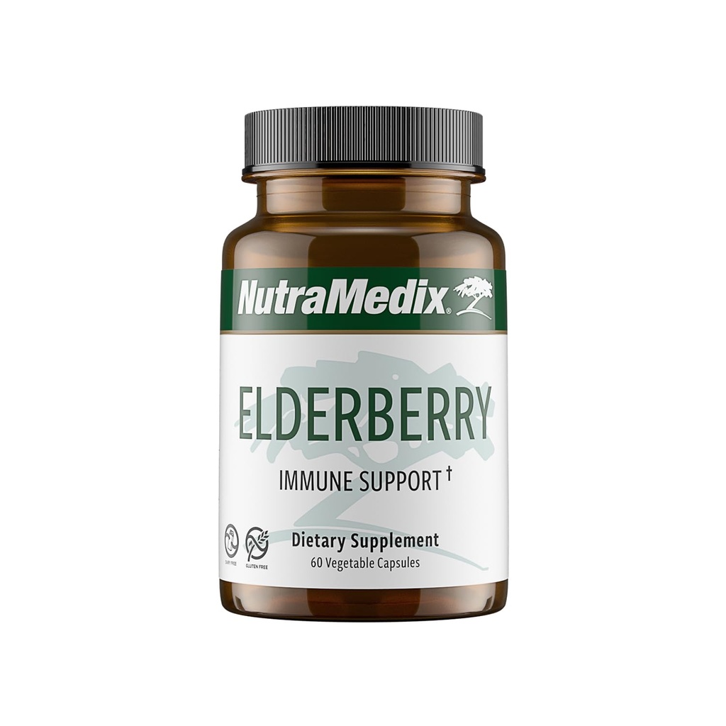 NutraMedix Elderberry Antioxidants תוספי קפסולות - Elderberry לחלץ כדי לקדם תגובה דלקתית בריאה, תמיכה יומית Immune, Bowel Health (60 קפסולות)