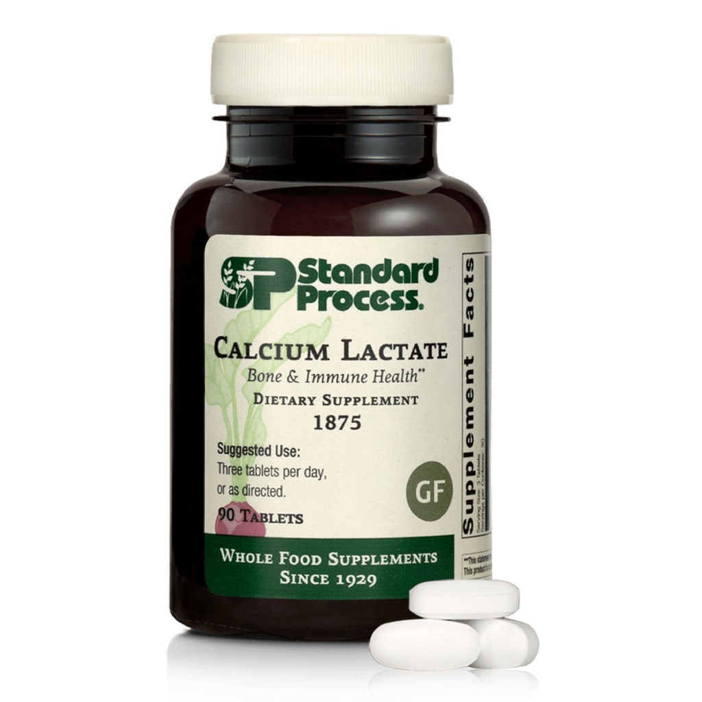 מעבד סטנדרטי Calcium Lactate - Bone Density & Immune Health Support - מסייע Blood Clotting & Normal Cell function - טבעוני, Gluten-Free, non-Dairy, non-Soy & Non-Grain - 90 טבליות (30 משרתים)