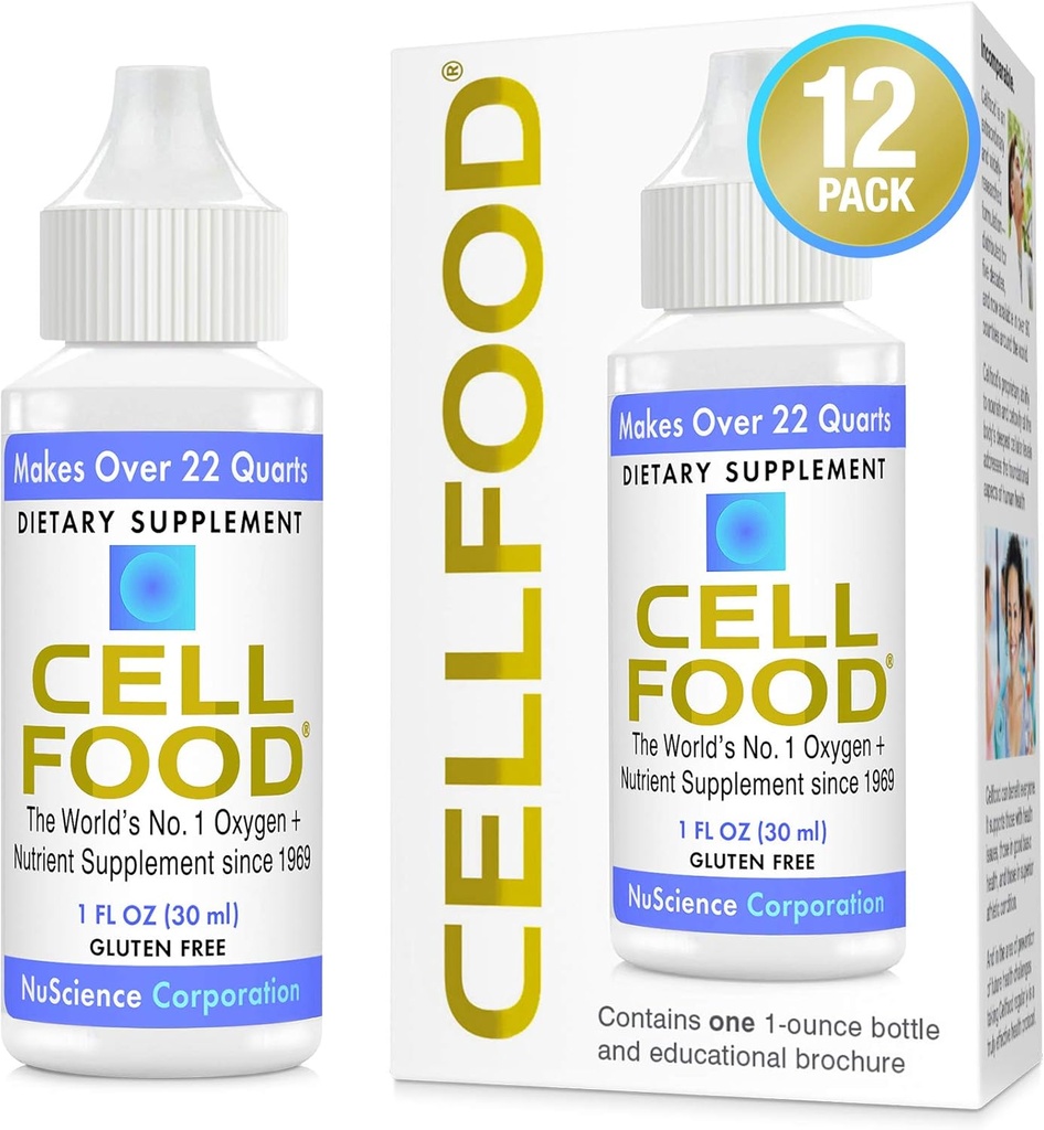 Cellfood Oxygen Boost - 1 fl oz, 12 Pack - תוסף חמצן נוזלי - Gluten Free, Cert. כשר