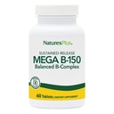 Natures Plus Mega B150 Complex, Sustained לשחרר - 60 טבליות צמחוניות - תוספי ויטמין B מורכבים ויטמין תוסף - Gluten-Free - 60 משרתות