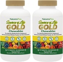 NaturesPlus Source of Life Gold Multivitamin - 90 טבליות Chewable, Pack of 2 - עם ויטמין D3, B12, K2 & יותר מ-120 Whole Foods - Blood, Bone & Immune Support - Gluten Free - 60 המשרתות הכוללות