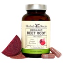 Herbal Roots אורגני Beet Root אבקת קפסולות - 1500 מ"ג לכל המשרת - מוסמך USDA אורגני - Non-GMO - 60 Count כמוסות טבעוניות