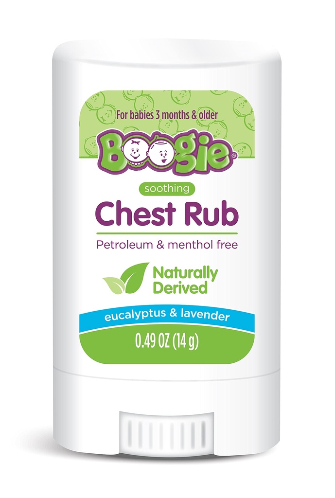 Boogie Chest Rub Stick for Soothing Relief, חינם, USDA אורגני, באופן טבעי דרייבד, Soothing Eucalyptus and Lavender, 0.49 oz (Pack of 1)