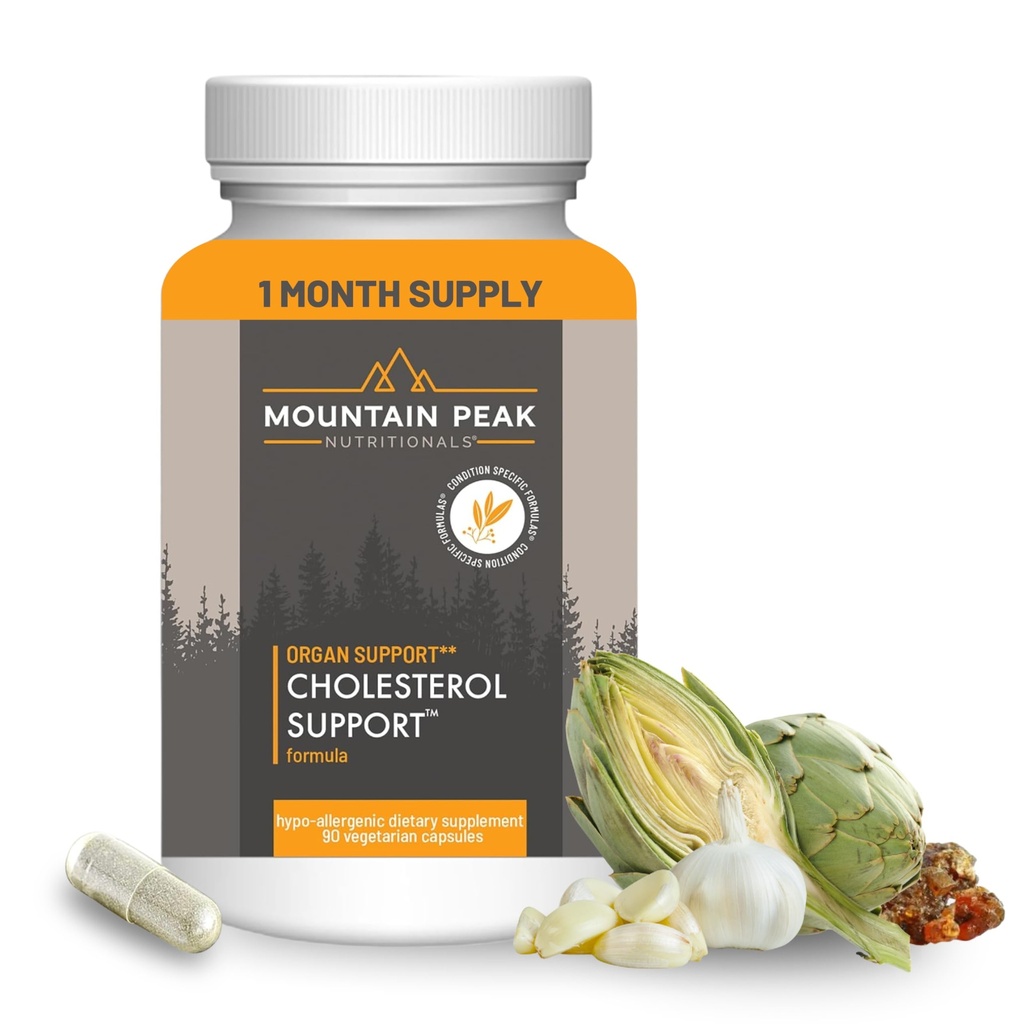 Mountain Peak Nutritionals Cholesterol תמיכה תוסף - עם הפקת Artichoke, CoQ10 ו- Red Yeast Rice - פורמולה מבוססת צמחית תומכת בבריאות הלב ורמות ליפיד בריאות (90 קפסולות צמחוניות)