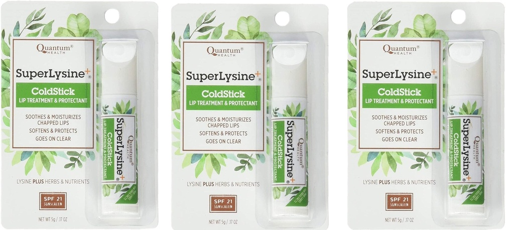 Super Lysine Plus+ ColdStick, SPF 21 רגיל 0.18 oz (Pack of 3) על ידי מחקר קוונטי