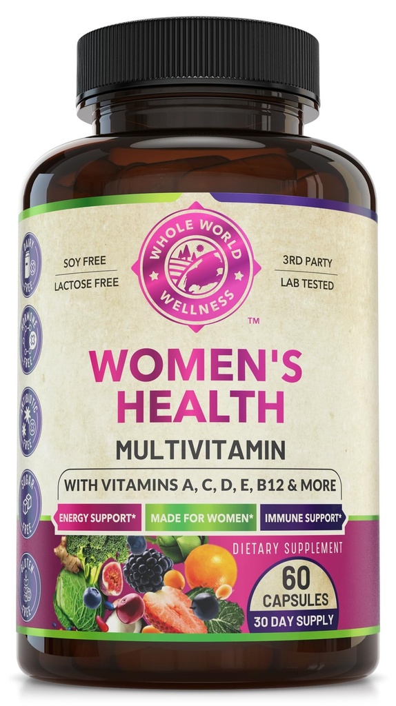 נשים Daily Multivitamin Multimineral תוסף אנרגיה, Mood, Focus, שיער, עור וציפורים. מיוצר עבור נשים עם 30+ חומרים מזינים, תערובת פירות ואנרגיה. נשים ויטמינים 60 קפסולות מיוצר בארה"ב.