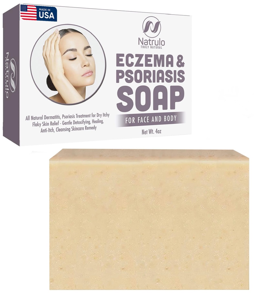 Eczema Soap Bar for Face and Body - All Natural Dermatitis, Psoriasis Treatment for Dry Itchy Flaky Skin Relief - Gentle Detoxifying, Healing, Anti-Itch, ניקוי של Skincare Remedy - אקזמה Soap Barky Barky Bar