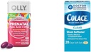 OLLY Ultra Power Prenatal Multivitamin Softgels עם תמיכה בפיתוח המוח + Colace Clear Stoolener קפסולות, 28 Count Count Count