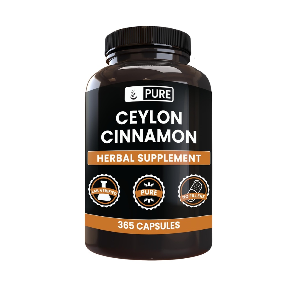 PURE ORIGINAL INGREDIENTS Ceylon Cinnamon (365 Capsules) No Magnesium Or Rice Fillers