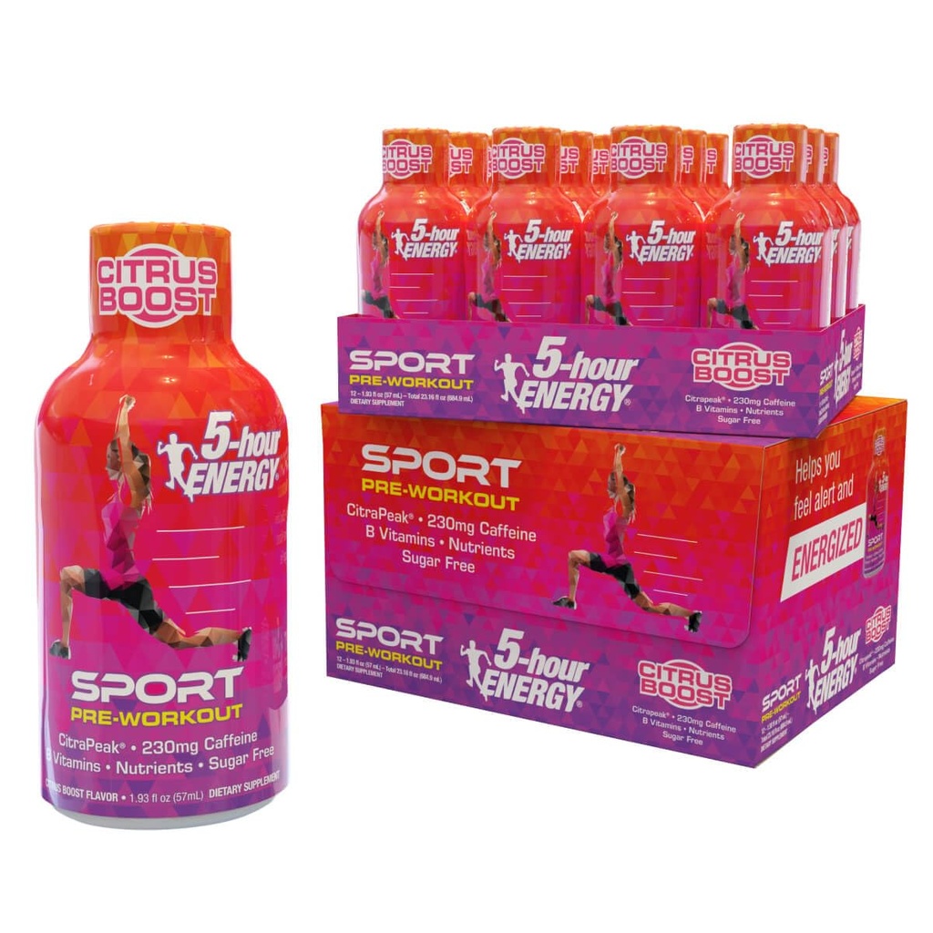 5Hour Energy אקסטר כוח ספורט יורה עם Citrapeak, Citrus Boost Flavor, Pre-Workout 24 Count (1.93 floz)